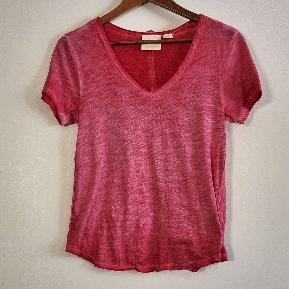 Anthropologie Meave Red Burnout tee